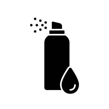 Silüet termal su. Ana sprey sprey kutusunu bırakın. Yüz bakımı, kozmetik çizimler. Düz izole vektör simgesi. Kolajen sisi ya da hidrasyon için hyaluronik emülsiyon.