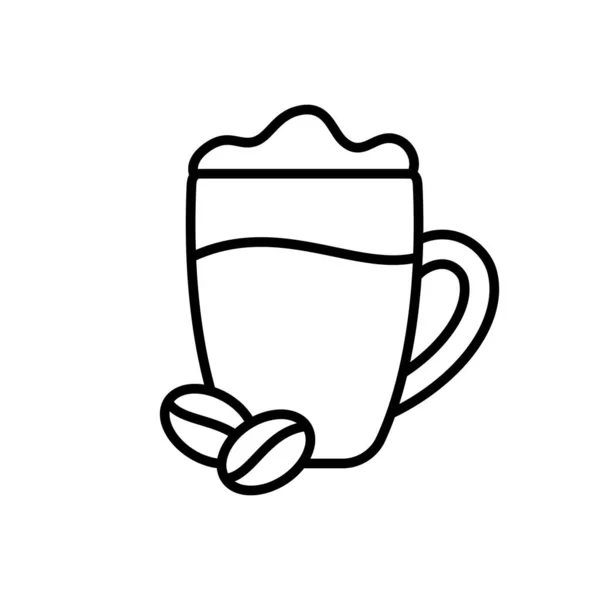 Glasschale Mit Kaffeegetränk Vorhanden Lineare Ikone Eines Klaren Bechers Mit — Stockvektor
