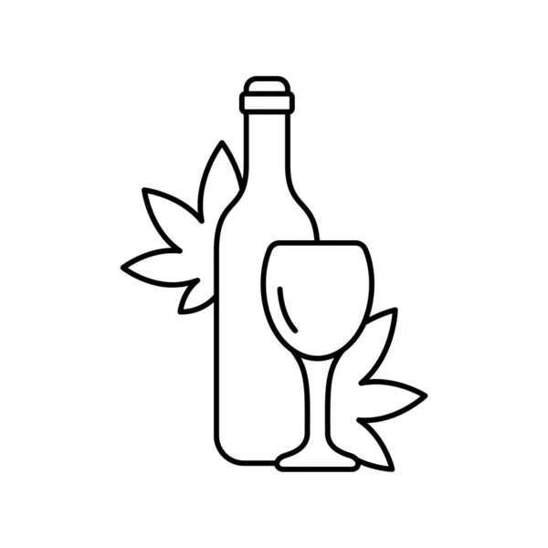 Логотип Вина Конопель Піктограма Лінійного Алкоголю Чорна Ілюстрація Пляшки Склом — стоковий вектор