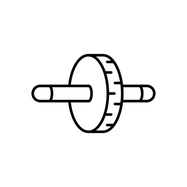 車輪のアイコン スポーツプレスローラーの線形ロゴ フィットネス機器 筋肉トレーナーの黒のシンプルなイラスト 白い背景に輪郭の孤立ベクトルエンブレム — ストックベクタ