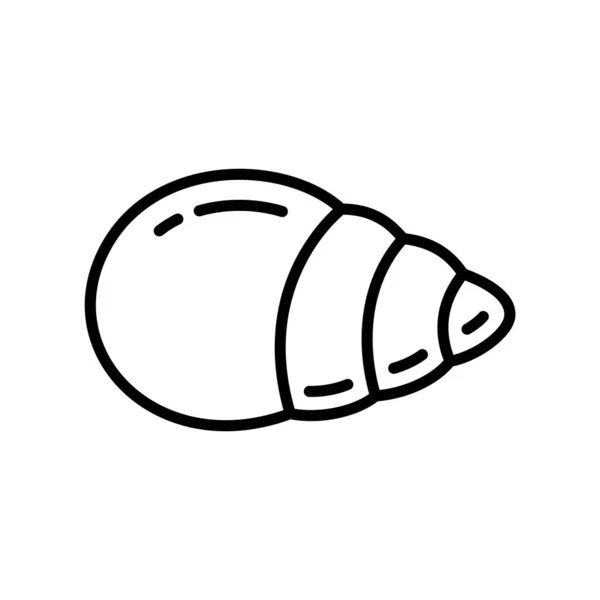 Seashell图标 锥壳线形标志 小龙虾 软体动物 海产食品的黑色简单例证 白色背景上的锥形分离向量 蜗牛粘液化妆品的标志 — 图库矢量图片