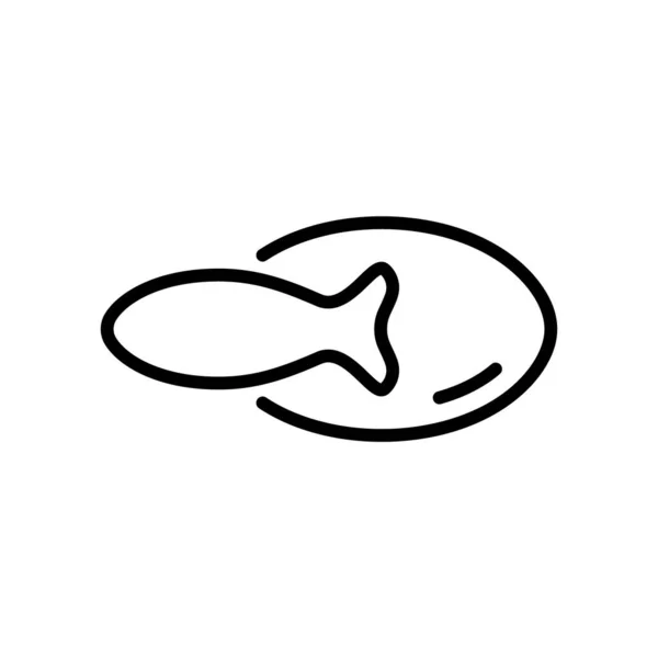 タラ肝臓オイルのロゴ 楕円形のカプセルと魚の線形アイコン オメガ3食品サプリメントパッケージデザインのための黒シンプルなイラスト 白い背景に輪郭の孤立ベクトルエンブレム — ストックベクタ