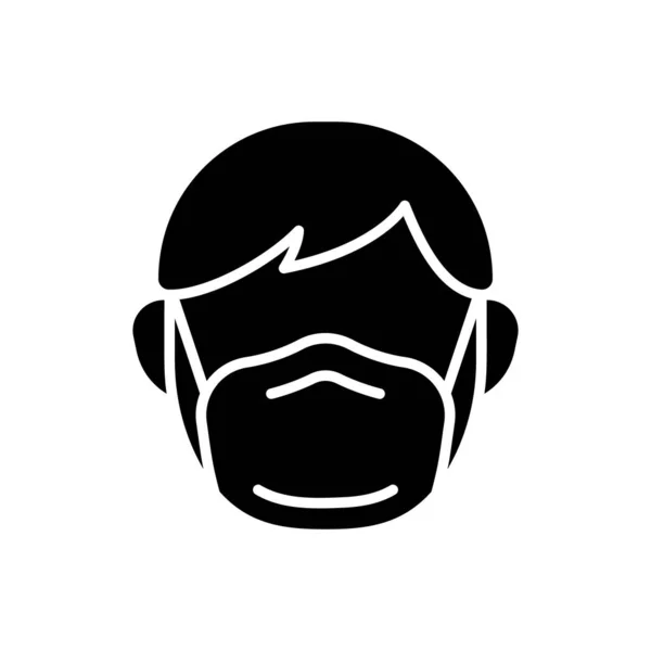 轮廓面罩图标 带防护口罩的无眼睛男性头部轮廓象形文字 用于呼吸保护的医疗面罩的黑色图解 平面隔离载体 白色背景 — 图库矢量图片