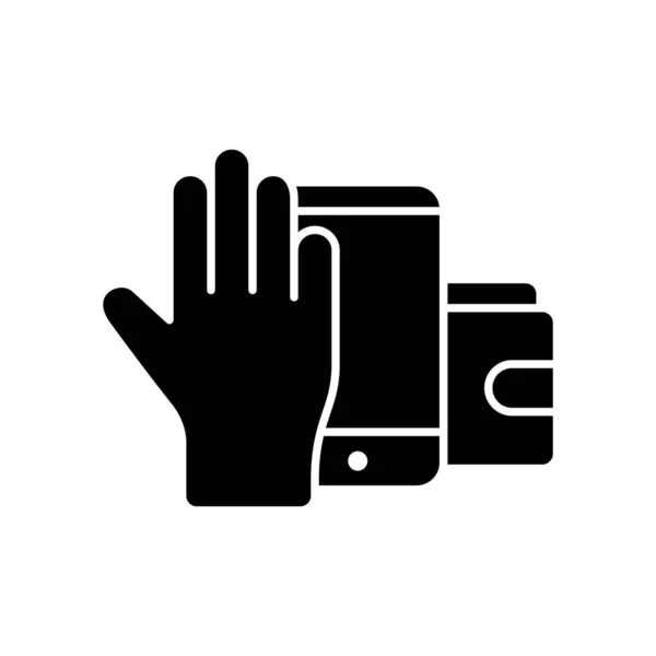 現代の支払い方法 シルエットの手 デジタルデバイス クレジットカード ペイウェーブ技術 皮膚の下のマイクロチップ 購入の概要図 白い背景のフラット分離ベクトル — ストックベクタ
