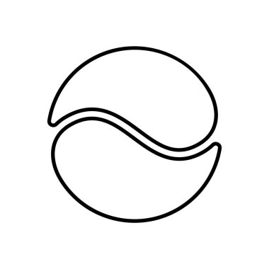 Kozmetik kırışıklık giderici tedaviler için hidrojel bantlar. Yuvarlak simetrik düzen, üst görünüm simgesi. Kadın yüzü ya da göz maskesi için doğrusal logo. Beyaz arkaplanda izole edilmiş vektör illüstrasyonunu göster