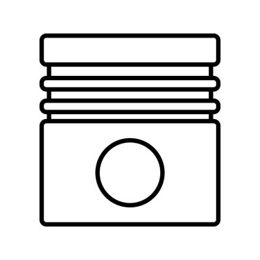 Üç sıkıştırma halkalı bir tabanca. Metal silindirik çubuğun doğrusal simgesi. Motor ve pompa detaylarının siyah çizimi. Beyaz arkaplanda izole edilmiş vektör resmini birleştir