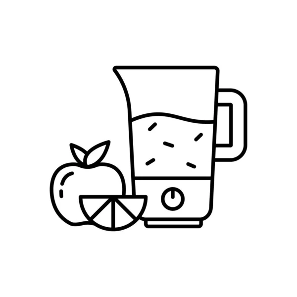 Licuadora Con Rodajas Manzana Cítricos Icono Lineal Batido Fruta Fresca — Vector de stock