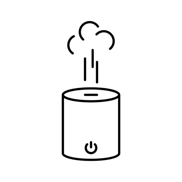 Luftbefeuchter Mit Dampfstrahl Lineares Symbol Der Zylindrischen Elektronischen Vorrichtung Zur — Stockvektor