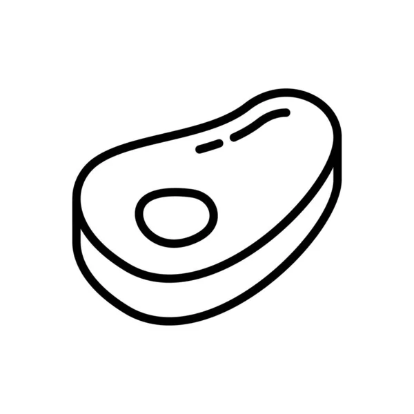 Morceau Viande Fraîche Sur Icône Linéaire Porc Steak Illustration Simple — Image vectorielle