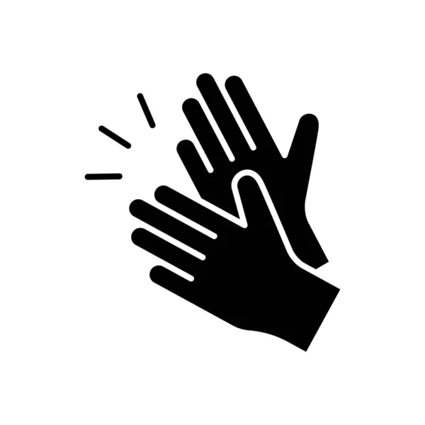 Κομμένη Σιλουέτα Παλαμάκια Εικονίδιο Χειροκροτήματος Μαύρη Απλή Απεικόνιση Χειροκρότημα Επίπεδο — Διανυσματικό Αρχείο