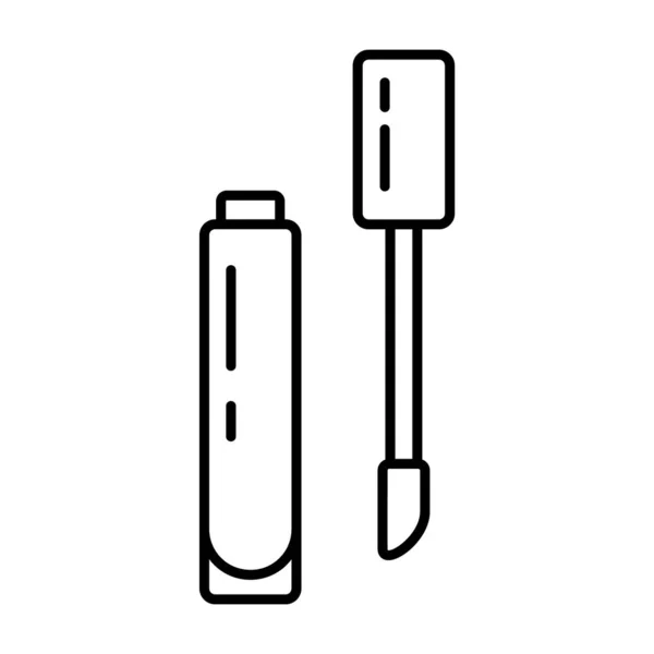 Lip Gloss Lijn Art Icoon Set Van Afzonderlijke Tube Penseel — Stockvector