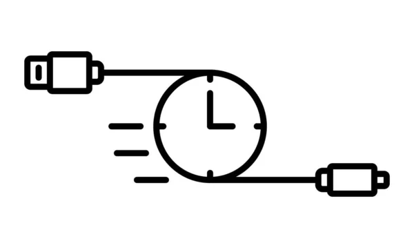 Snabbladdningskoncept Linjär Ikon För Snabb Laddare Svart Enkel Illustration Usb — Stock vektor