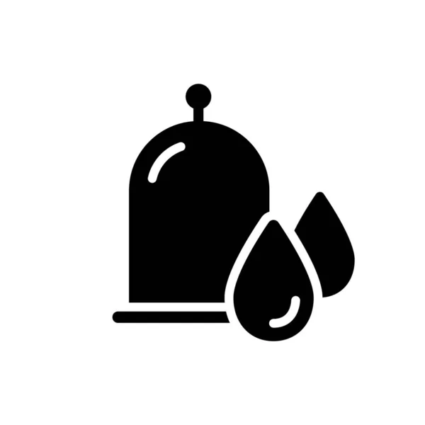 剪裁轮廓Hijama图标 湿杯的大致标识 真空瓶加滴血医疗出血的一个简单的黑色例证 白色背景上的平面孤立矢量图像 — 图库矢量图片