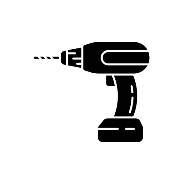 Sílhueta Power Chave Fenda Ícone Delinear Logotipo Máquina Perfuração Mão — Vetor de Stock