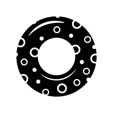 Daire şeklinde siluet plastik halkayı kes. Yaz tatilinin ana simgesi. Havuzda ya da denizde yüzmek için basit bir aksesuar çizimi. Beyaz arkaplanda düz izole vektör resmi