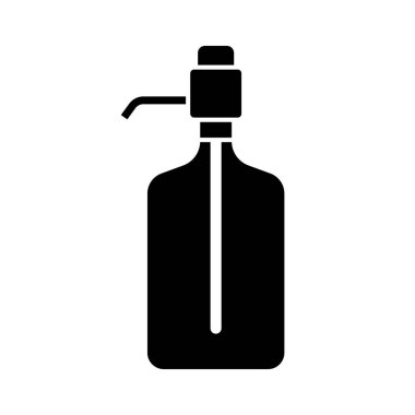 Silhouette big water bottle with manual pump. Outline icon of dispenser with button. Black illustration of clear plastic bottle for liquid. Flat isolated vector on white background. Office or home use vector Silhouette big water bottle with manual pump. Outline icon of dispenser with button. Black illustration of clear plastic bottle for liquid. Flat isolated vector on white background. Office or home use vector