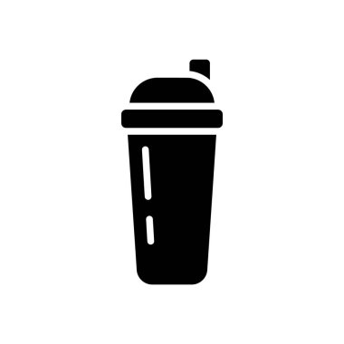 Cutout silhouette Shaker for protein icon. Outline logo of sports water bottle. Black simple illustration for cocktail bar, sporting goods store. Flat isolated vector emblem on white background vector Cutout silhouette Shaker for protein icon. Outline logo of sports water bottle. Black simple illustration for cocktail bar, sporting goods store. Flat isolated vector emblem on white background vector