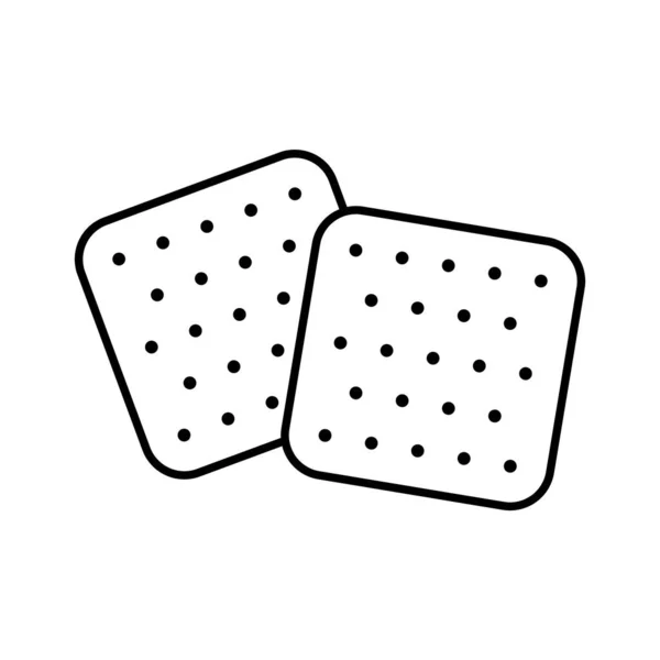 Zwei Cracker Line Art Ikone Des Knusprigen Snacks Keks Schwarze — Stockvektor