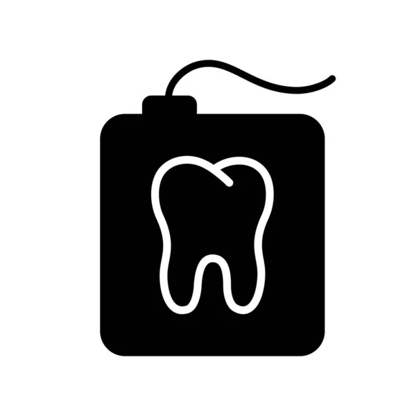 Silueta Dental Hilo Dental Caja Rectangular Con Forma Diente Icono — Vector de stock