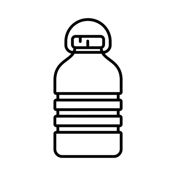 Pet回收瓶带手柄矩形波纹塑料瓶的线形图标 洗涤器液体包装的黑色图解 白色背景上的锥形孤立向量 — 图库矢量图片