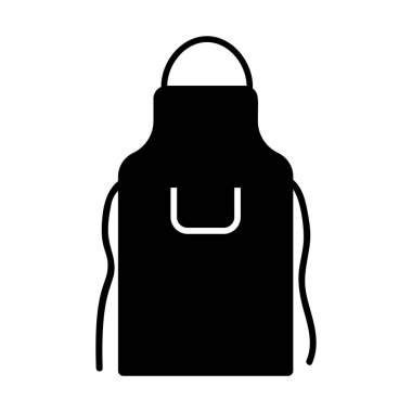 Siluet önlük simgesini kes. Meslek çalışanı, çiçekçi, marangoz ve ayakkabıcı logosu. Topraktan koruyucu giysinin siyah bir çizimi. Beyaz arkaplanda düz izole vektör