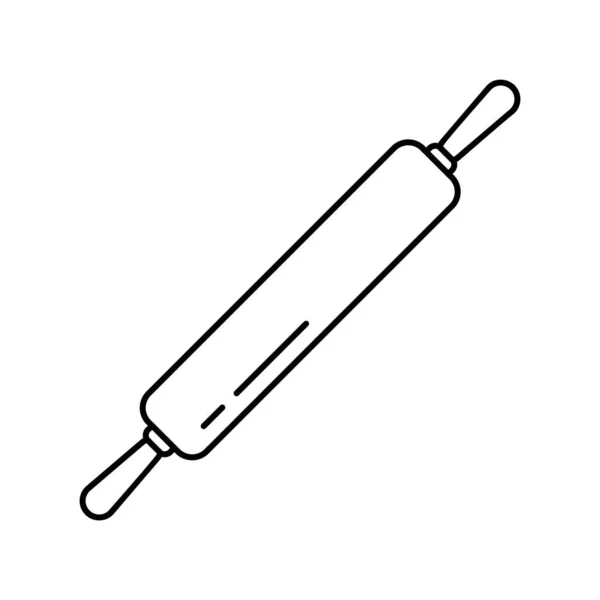 Rolling Pin Pictogram Dunne Lijn Art Logo Van Keukengerei Zwarte — Stockvector