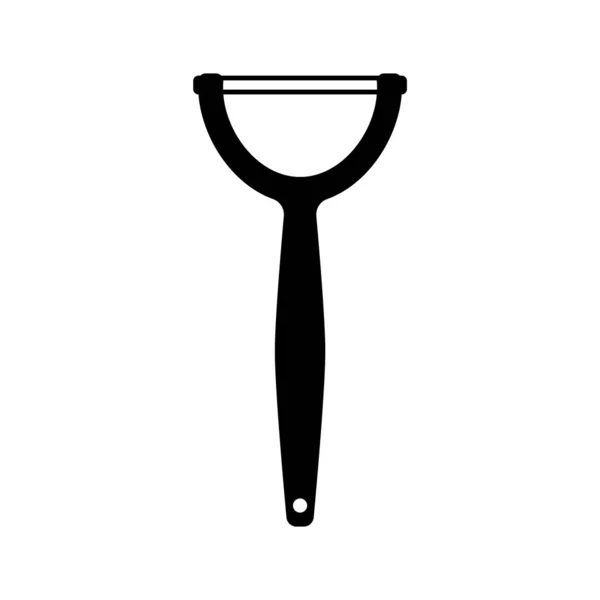 Icona Pelapatate Logo Contorno Degli Utensili Cucina Illustrazione Semplice Nera — Vettoriale Stock