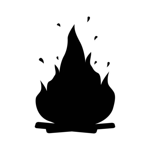 Silhouette Bonfire Firewood Icon Outline Logo Flame Sparks Black Simple — Stock Vector