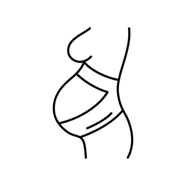 Ortopedyczny Pas Prenatalny Sylwetka Ciężarnej Kobiety Bandażem Brzuchu Linia Ikona — Wektor stockowy