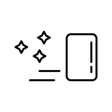 Dikdörtgen yıkama süngeri, bir kalıp sabun ya da kart. Temizliğin doğrusal simgesi. Temizlik, yıkama, ovalama ve cilalama için siyah basit bir illüstrasyon. Beyaz arkaplanda izole edilmiş vektör resmini birleştir