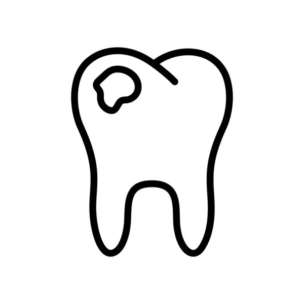 Δόντι Τερηδόνα Γραμμική Εικόνα Για Οδοντιατρική Κλινική Μαύρη Απλή Απεικόνιση — Διανυσματικό Αρχείο