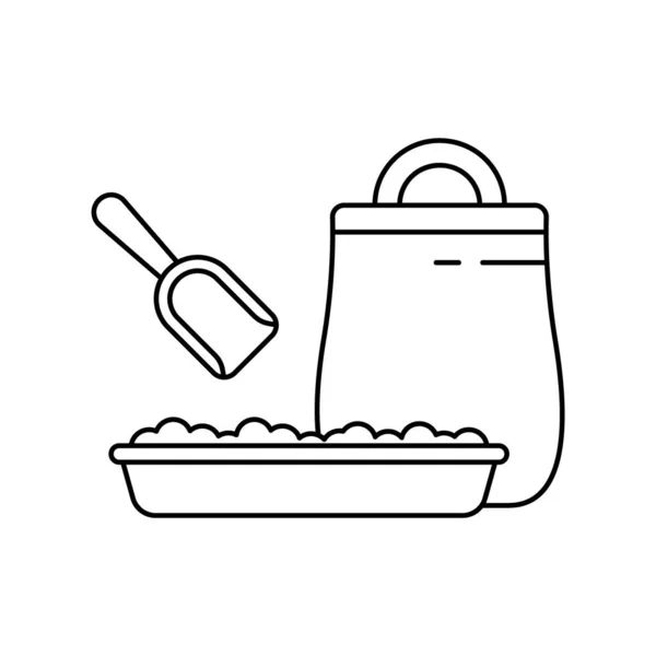 Embalagem Com Colher Palete Enchimento Ilustração Preta Banheiro Ninhada Alimento —  Vetores de Stock