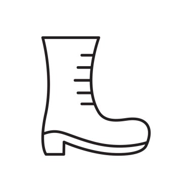 Bağlama simgesini başlat. Yüksek ayakkabı logosu için ince çizgili bir şablon. Siyah beyaz çizim. Beyaz arkaplana el ile izole edilmiş vektör görüntüsü çizildi