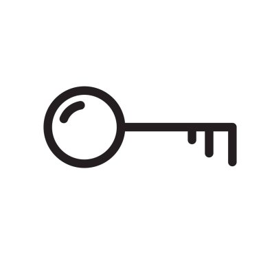 Anahtar simgesi. Logoyu engellemek için doğrusal şablon. Siyah basit bir illüstrasyon. Beyaz arkaplanda izole edilmiş vektör görüntüsünü göster. Güvenlik, koruma ve kapanış sembolü