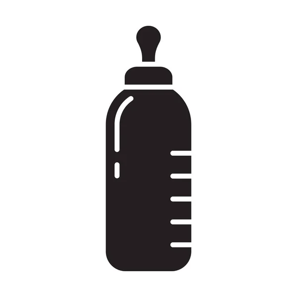 Ausgeschnittene Silhouette Babyflasche Mit Skala Und Brustwarzensymbol Umrissvorlage Für Das — Stockvektor