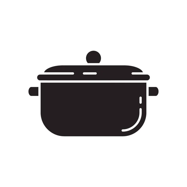 Ausschneiden Silhouette Topf Mit Cover Symbol Skizzenvorlage Für Das Koch — Stockvektor