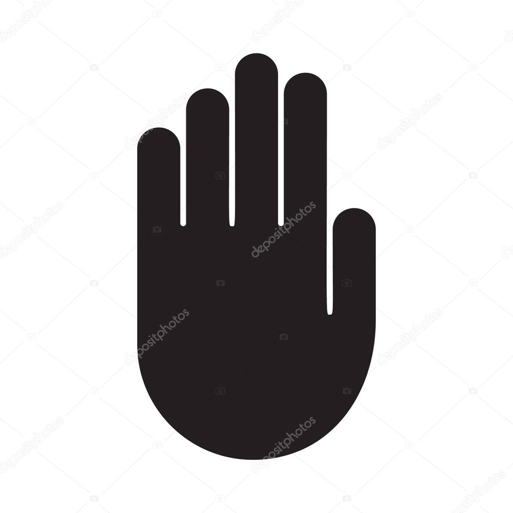 Cutout Silhouette Palm Of Right Hand Icon Outline Template For Warning Taboo And Ban Black Simple Illustration Flat Isolated Vector Image On White Background Stop Symbol With Copy Space Premium Vector