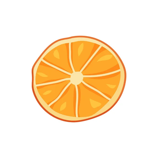 Świeży Plasterek Pomarańczy Białym Tle Ilustracja Wektora Płaskiej Żywności Rysunek — Wektor stockowy