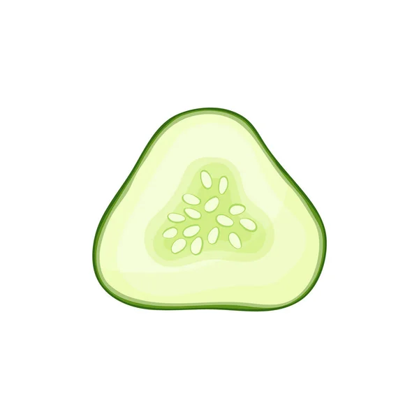 Rebanada Pepino Fresco Sobre Fondo Blanco Ilustración Plana Del Vector — Vector de stock