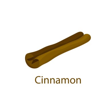 Tarçın çubuğu beyaz arka planda. Renkli gıda vektör çizimi. Çizgi film el çizimi baharat. İzole edilmiş simge