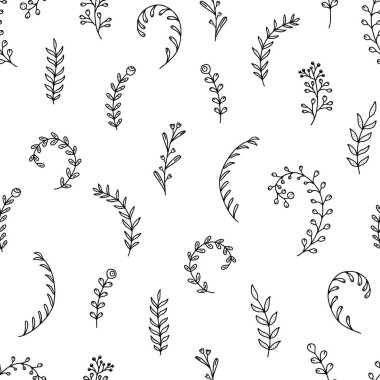 El çizimi pürüzsüz konuşmalar. Beyaz arka planda kır çiçeklerini gezdir. Baskı, kumaş, ambalaj, hatıra defteri için bitkisel tasarım. Bitkilerin kavisli dallarıyla basit doğa süsü