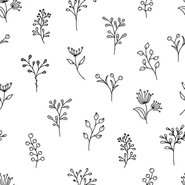 Beyaz Arka Planda Kusursuz Çiçek Desenleri Var Botanik Vektör Arkaplanı — Stok Vektör