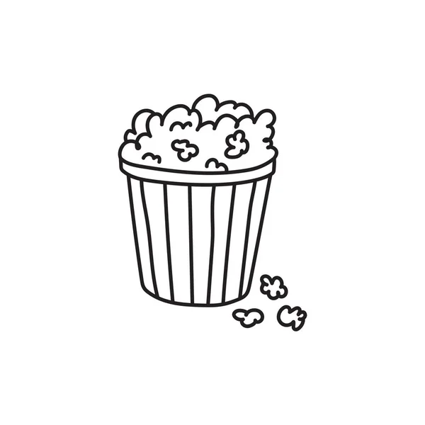 Contour Popcorn Icon Hand Drawn Cartoon Illustration Food Cinema American — Stock Vector