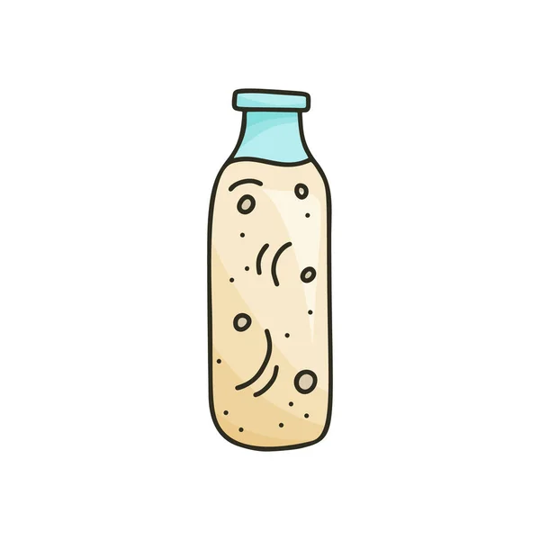 Вертикальный Значок Бутылки Каракулями Мультфильм Иллюстрации Кефира Йогурта Ферментированного Сухого — стоковый вектор