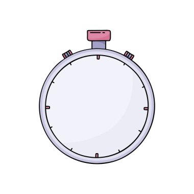 Boş tuşlu kronometre simgesi. Renkli vektör çizimi. İş, spor ve teslimat için el çizimi karalama. Beyaz arkaplanda karikatür izole edilmiş simgesi