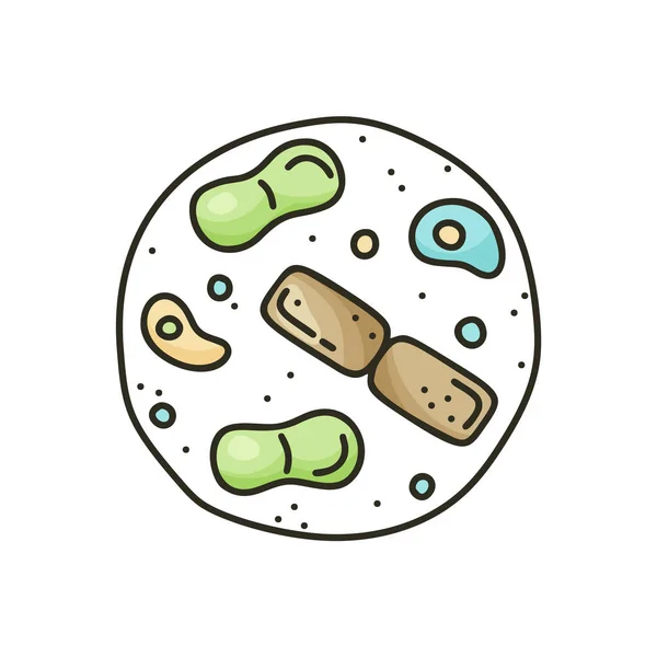 Icono Bacteria Doodle Diferentes Tipos Microorganismos Círculo Ilustración Dibujos Animados — Archivo Imágenes Vectoriales