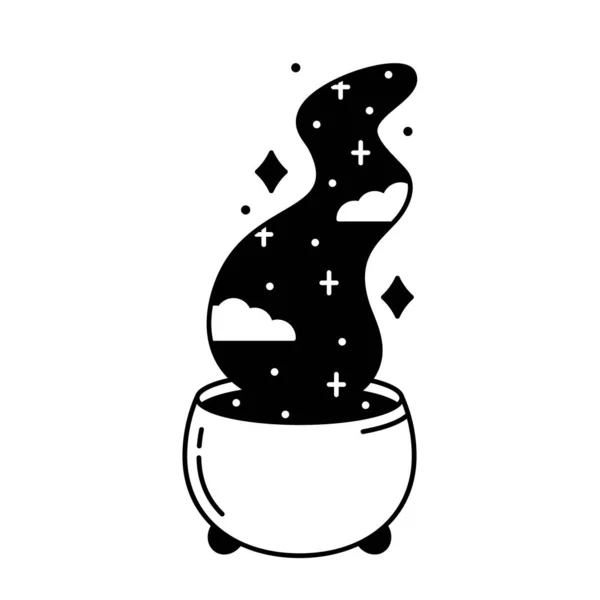 Chaudron Sorcière Avec Potion Spatiale Illustration Noire Magie Sorcellerie Autre — Image vectorielle