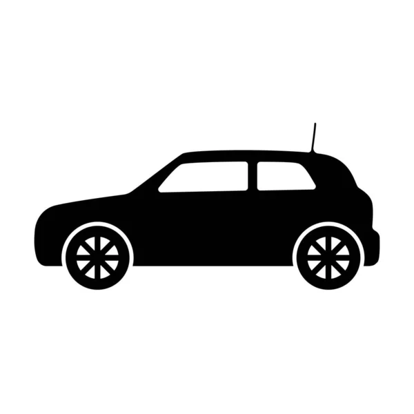 Ícone Carro Hatchback Ilustração Preta Concessionários Automóveis Transporte Passageiros Corte — Vetor de Stock