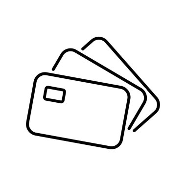 Kredi kartlarının, kartvizitlerin, biletlerin ve sertifikaların resimlenmesi için 3 boş kart. Siyah siluet düz simge, beyaz arkaplanda izole vektör