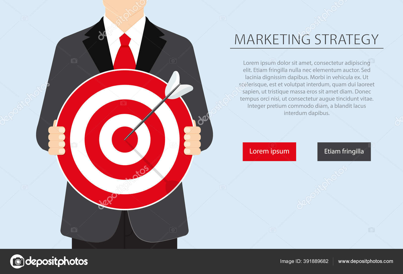 Marketing Strategy Poster Cartoon Business Man Holding Dart Board Direct  Stock Vector Image by ©AkininaMarina #391889682